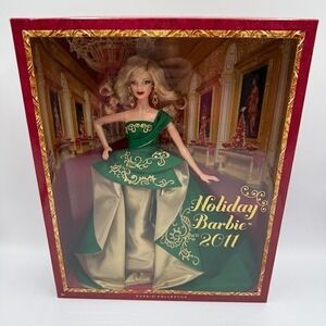 Mattel Holiday Barbie 2011 Collector Edition Emerald Green Gold Gown NEW